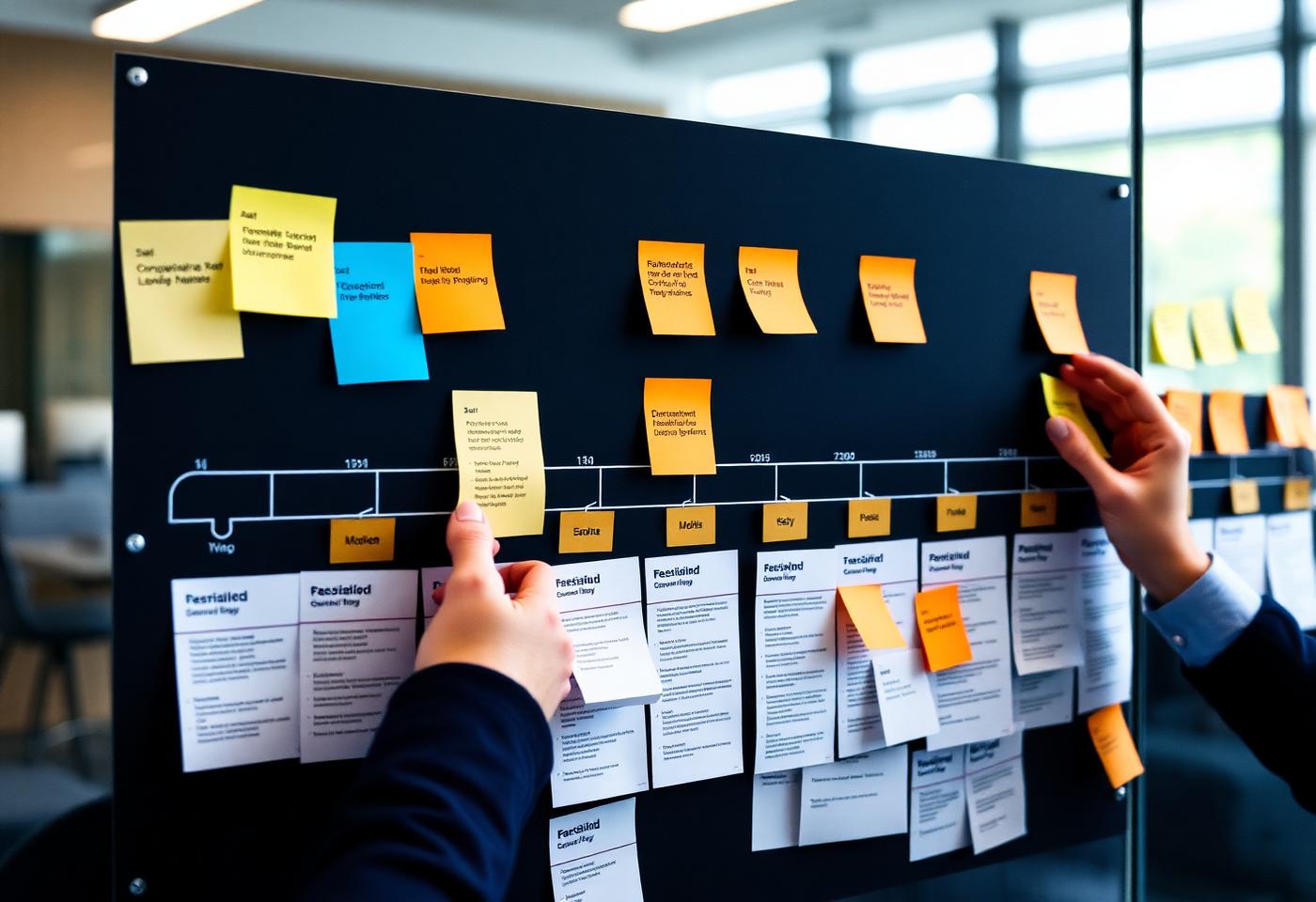 Project planning board showing the BrandKemy delivery process